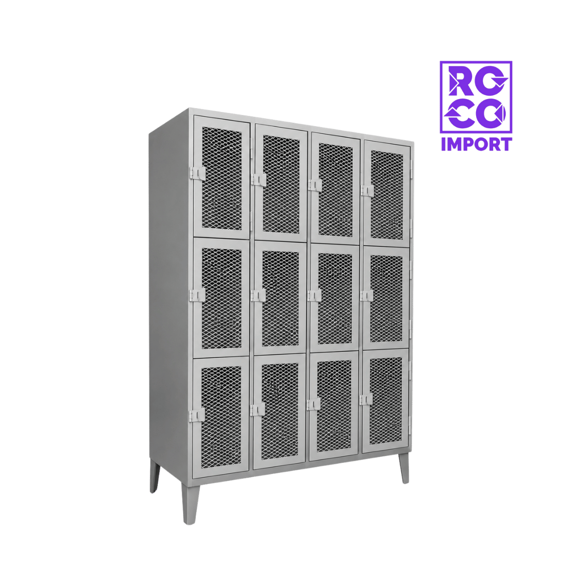 4 Cuerpos Triples Puertas  Malla - Locker Metálico 12 Puertas -