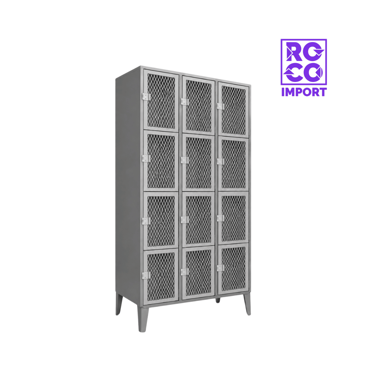 3 Cuerpos Cuadruples Puertas Malla - Lockers Metálico 12 Puertas