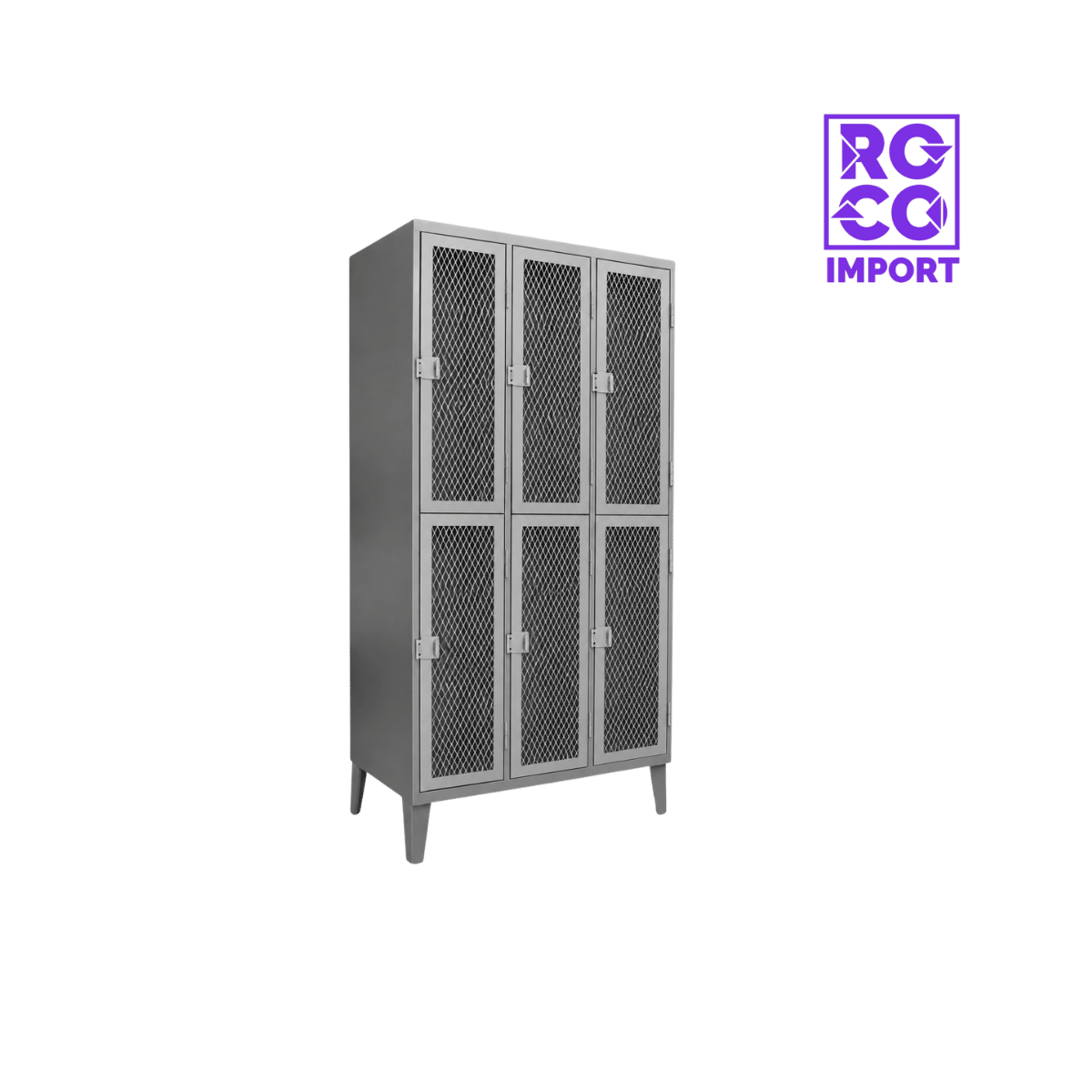 3 Cuerpos Dobles Puertas Malla - Locker Metálico 06 Puertas