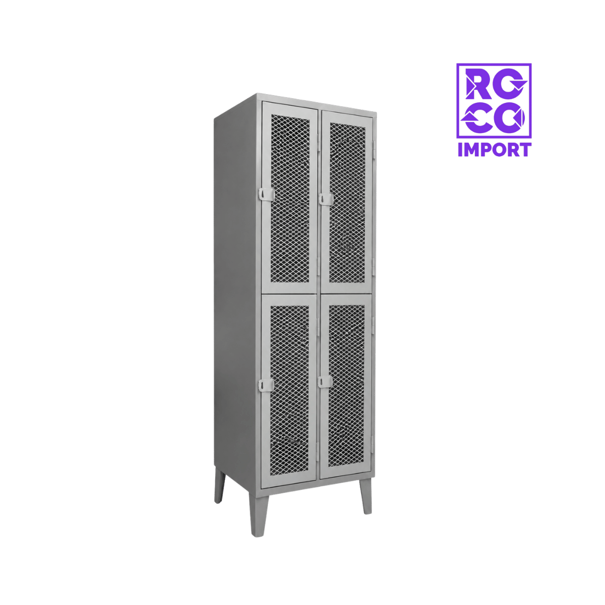 2 Cuerpos Dobles Puerta Malla - Locker Metálico 4 Puertas