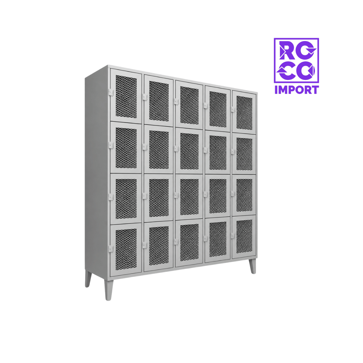 5 Cuerpos Cuadruples Puertas  Malla -  Locker Metálico 20 Puertas