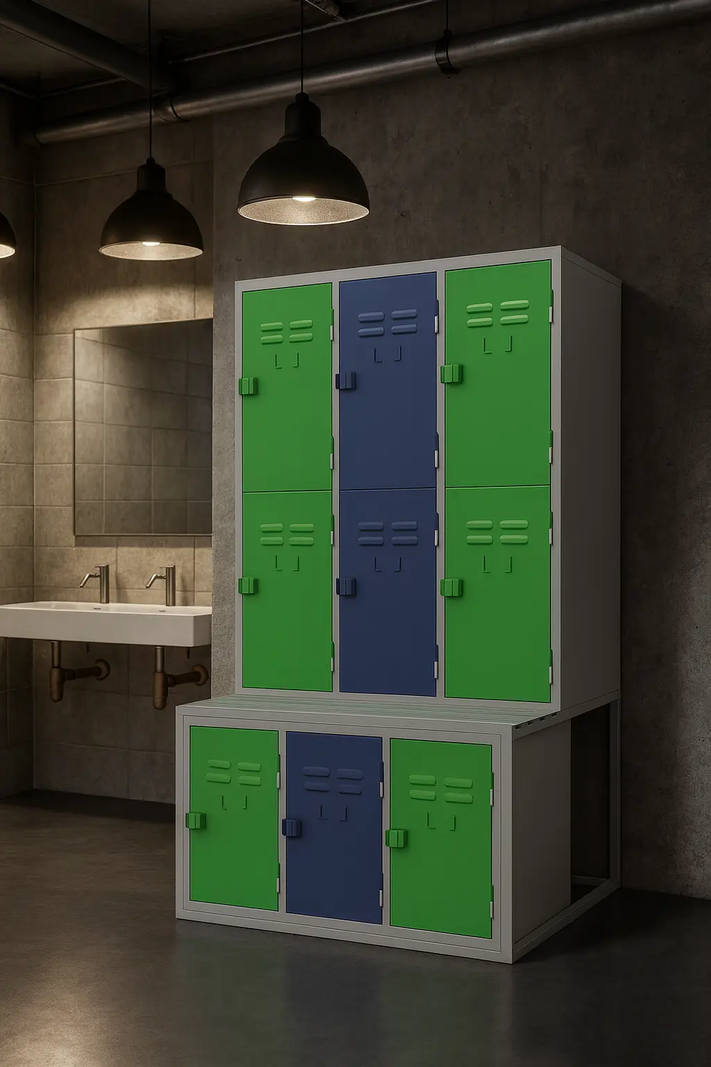 Locker Minero Especial 9 Puertas con Banca 2